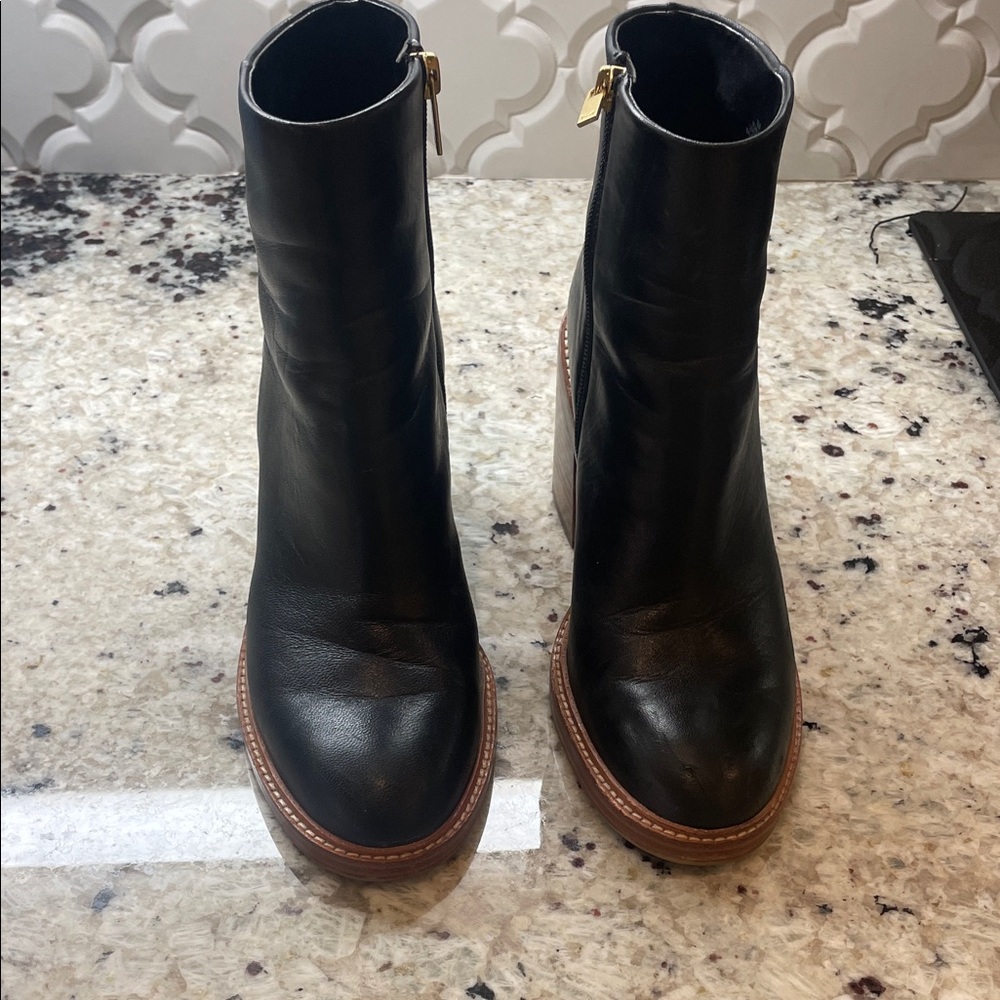 Marc Fisher Black Leather Ankle Booties